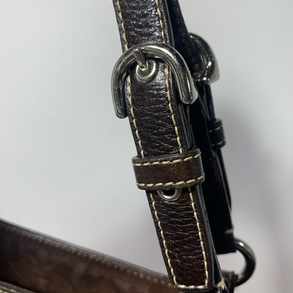 COACH Chocolate Signature Shoulder Bag Suede Logo Y2K F14000 - Picture 8 of 13